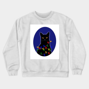 Christmas Lights Black Cat Crewneck Sweatshirt